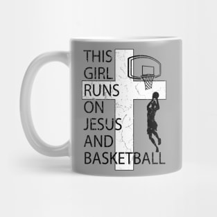 Women's Girl's Basketball Christian Jesus and Basketball Cross In Jesus Name Mug